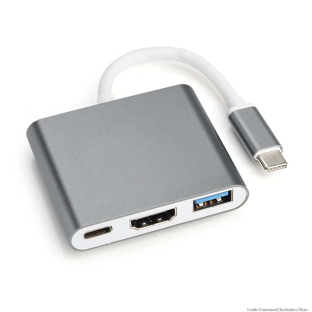 Type-C к HDMI/type C/USB 3,0 адаптер для Macbook Pro/Air Thunderbolt type C концентратор к HDMI 4K USB 3,0 порт USB-C питания