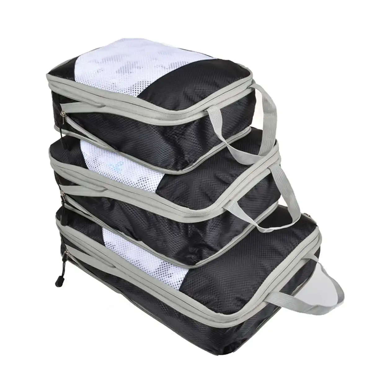 3 шт./компл. дорожная сумка для хранения компрессионная сумка чемодан сумка для хранения багажа Органайзер набор подвесная Упаковка Кубики компрессионные сумки - Цвет: Черный