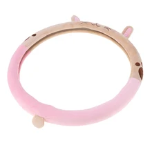 Чехол на руль 15 дюймов мягкий плюш Теплый Зима/лето универсальный для автомобиля внедорожник(короткий плюш, розовый