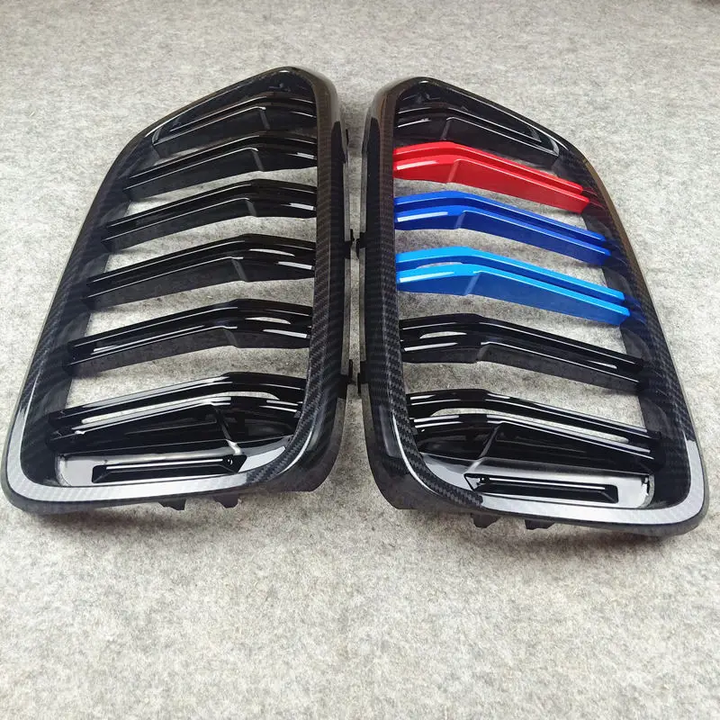 

One Pair Car Bumper Front Grille For B-MW 6 Series GT G32 2018-IN ABS Glossy Black/Glossy M Color Carbon Look Kidney Mesh Grille