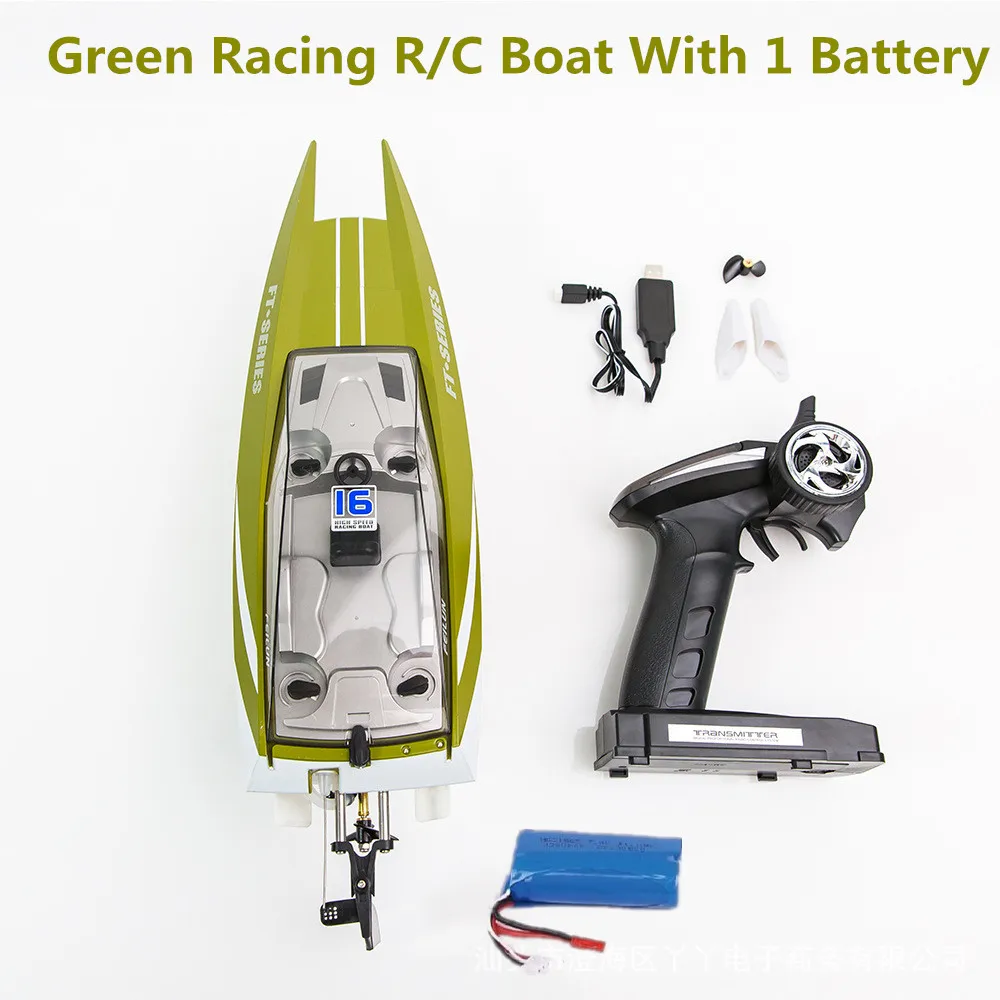 green boat 1battery Новое поступление Feilun 2,4G 4CH Водонепроницаемая Гоночная радиоуправляемая лодка высокая скорость 35 км/ч RC перевернутая скорость водяного охлаждения лодка водные игрушки подарок - Цвет: green boat 1battery
