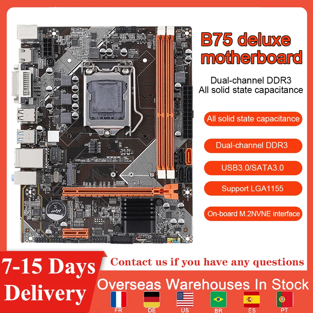 Материнская плата B75 M.2 NVNE интерфейс LGA 1155 Pin Desktop G1620 4G 120G двухканальная