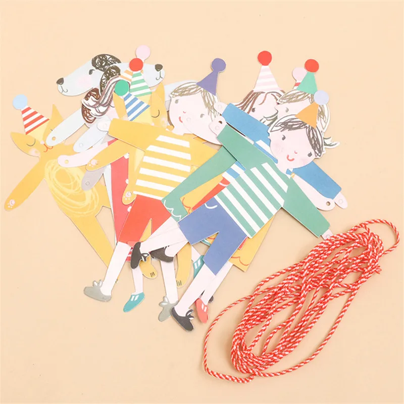 1pc Children's Day Decoration Banner Hand In Hand Kids Colorful Flag Banner Happy Birthday Party Decoration Banner Paper Flag