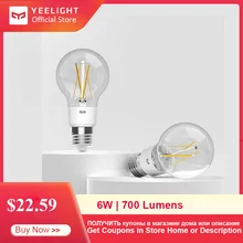 Yee светильник YLDP12YL E27 умный Светодиодный светильник накаливания 700 люмен 6 Вт лимонная умная лампа для работы с Apple Homekit