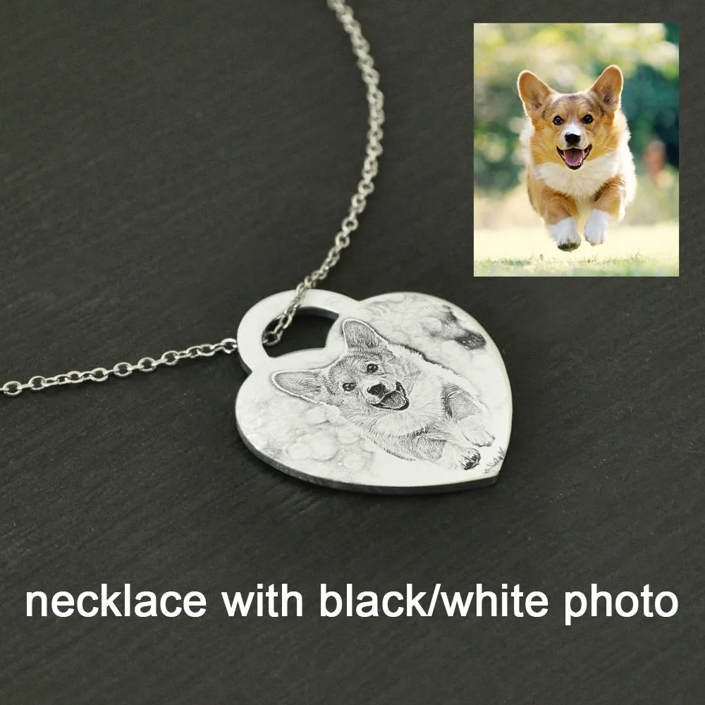 Персонализированное ожерелье для домашних животных, персонализированное ожерелье с фото, выгравированное фото на память, памятное ожерелье для кошек и собак, подарок для потери домашних животных - Окраска металла: HN-QT-JJ