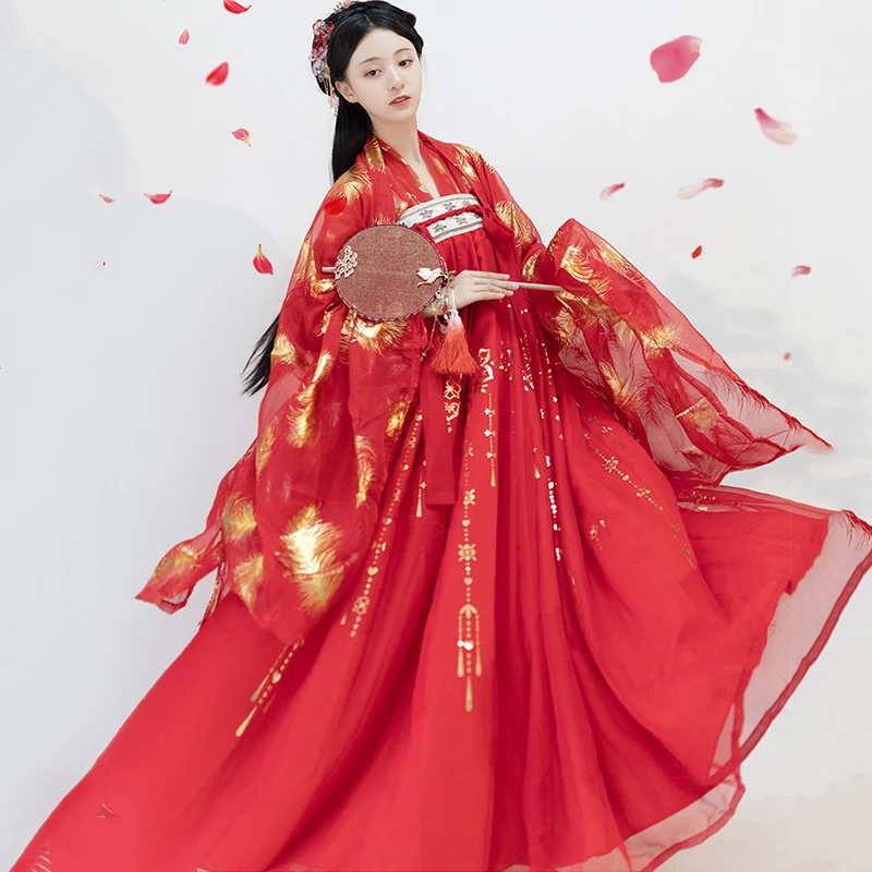 Red Hanfu Women Princess Dress Traditional Ancient Chinese Dancing Costumes For Tang Dynasty Clothes Party Outfit DNV12766 | Тематическая