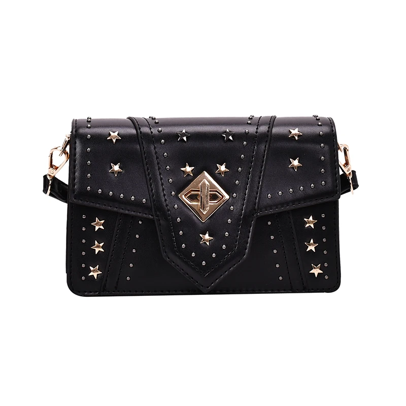 

PU leather mini portable one shoulder slant span women's bag 2019 solid color magnetic buckle small square bag