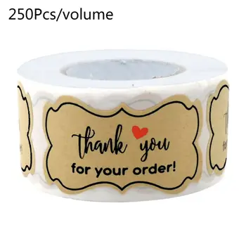 

250pcs Thank You for Your Order Stickers Handmade Baking Packaging Seal Label Kraft Paper Scrapbooking Decoration