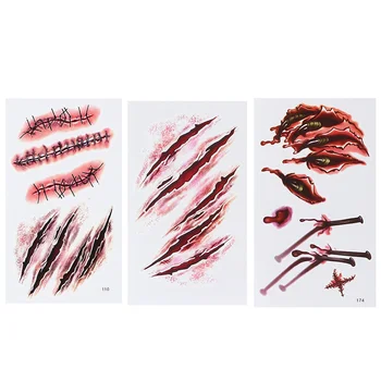 

30 pcs Scratch Sticker Realistic Simulation Halloween Terrible Scars Tattoos for Party Performance