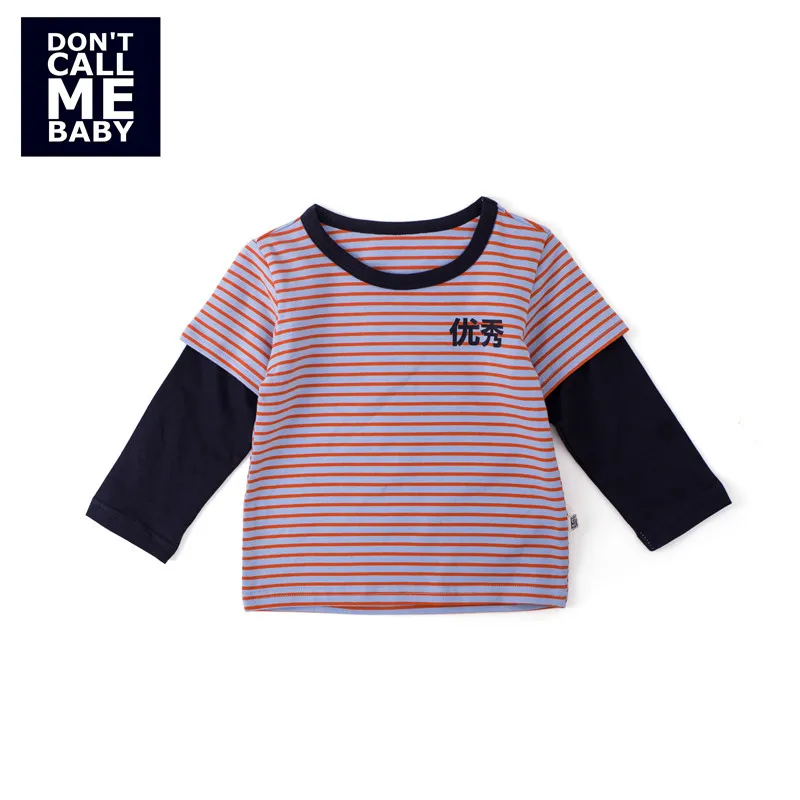 01 Striped Не называйте меня, детские осенние хлопковые рубашки в полоску для маленьких детей базовые мягкие футболки из 2 предметов для мальчиков, новые базовые Модные топы для девочек, 55144 - Цвет: 01 Striped