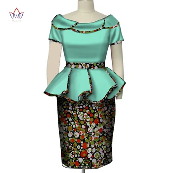 

Africa Style Two Piece Short Set for Women Summer Dashiki Crop Top and Skirt Africa Clothes Bazin Halter Sexy Office Set WY5140