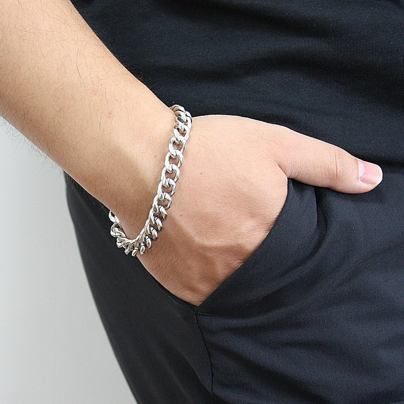 Браслет цепочка мужской/женский из нержавеющей стали 10 мм 7/8 дюйма|Цепочки и