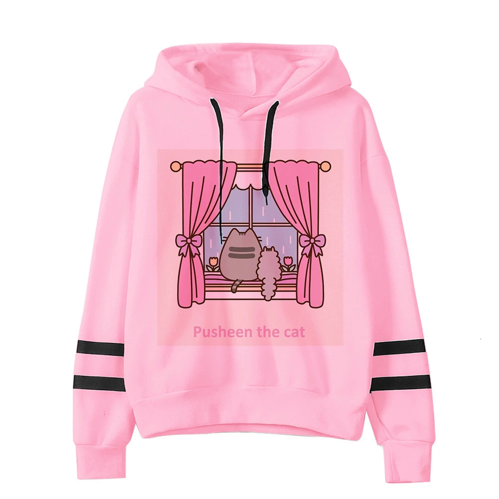 cat hoodie women fashion cartoon korean harajuku pink female style kawaii 90s clothes hood Sweatshirt Oversized cat clothes - Цвет: 820