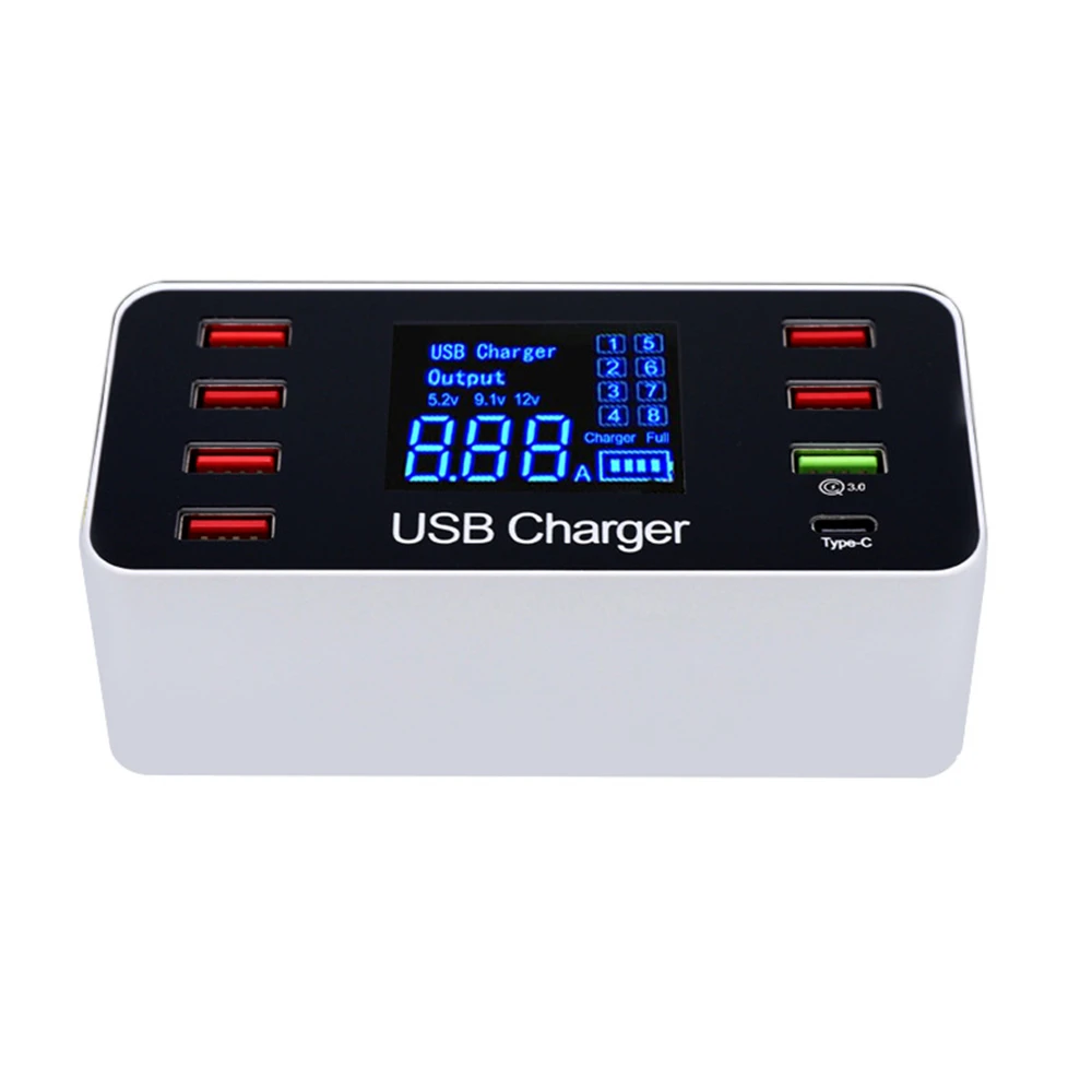USB зарядное устройство Тип C светодиодный 8 портов 8А 40 Вт QC 3,0 быстрое зарядное устройство для смартфонов для iPhone X XS X samsung S10 huawei P30 Pro Зарядное устройство Док-станция