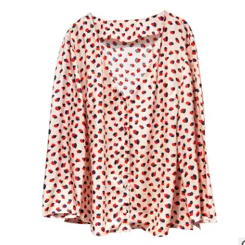 

Women Shirt 2020 Spring and Summer New Women's Wave Dot Print V-neck Shirt Design Shirt Women