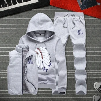 

Winter Thick Warm Tracksuit Men 3 Piece Hooded Hoodies Vest Pant Casual Sweatsuits Men Track Suit Sportswear Set Men Coat 4XL3XL