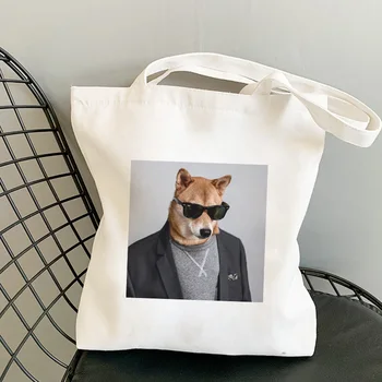 

Handsome Shiba Inu Funny Print Messenger Bag Street Vogue Shoulder Canvas Bags Harajuku Japanese Handbag Ins New Women Bag Purse