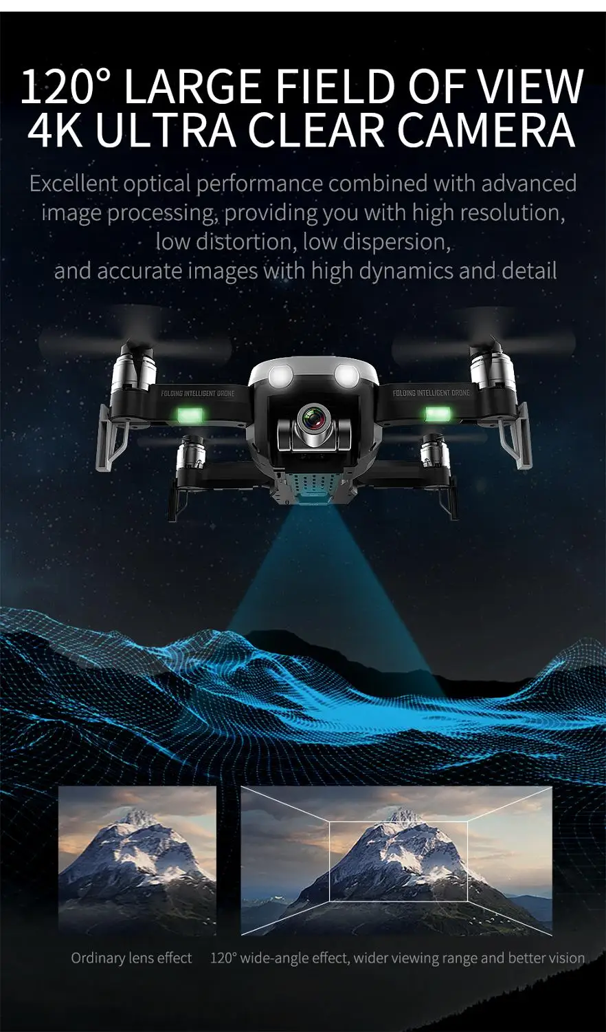 Бесщеточный GPS Drone 4K HD камера двухосевой антивибрационный самостабилизирующий