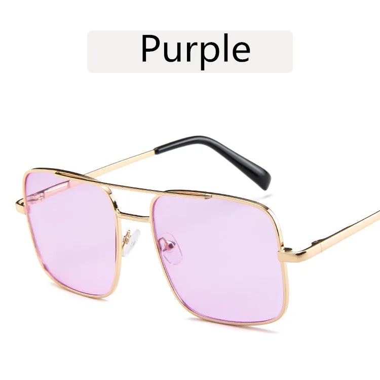 Модные дизайнерские большие квадратные очки мужские металлические весенние Классическая оправа для очков ретро женские очки по рецепту - Цвет оправы: Purple