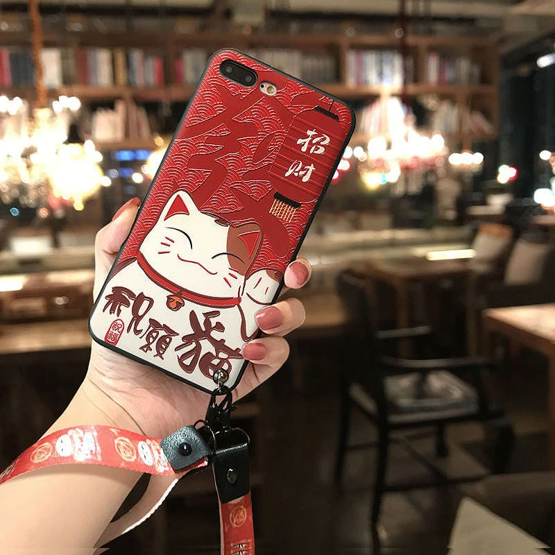 Cute Lucky Cat 3D Emboss Phone Case for Samsung S10e S8 S9 S10 S20 Ultra Plus Note 8 9 10 Plus Lanyard Soft Back Covers Capa Cute Lucky Cat 3D Emboss Phone Case for Samsung S10e S8 S9 S10 S20 Ultra Plus Note 8 9 10 Plus Lanyard Soft Back Covers Capa