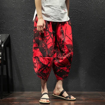 

2019 Winter New Korean Casual Japanese Men's Loose Radish Harlan Wide Leg StreetCropped Trousers Streetwear
