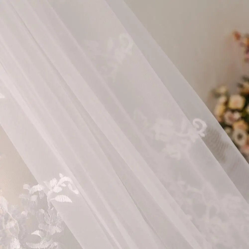 Lace Edge Cathedral Long Wedding Veil With Comb One Layer White Ivory Bridal Veil Wedding Accessories 2019 voile mariage