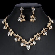 Свадебный Кристалл ювелирный набор для женское ожерелье с камнями серьги ювелирный подарок золотой цвет