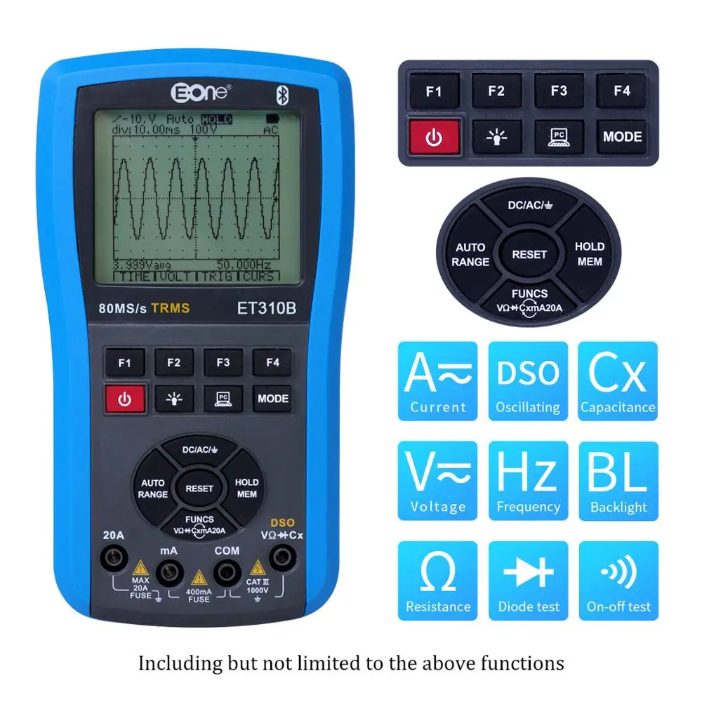 Осциллограф мультиметр Bluetooth 3 в 1 измерительный прибор ET310B 80 м/20 МГц переменный/постоянный ток напряжение Емкость Частота