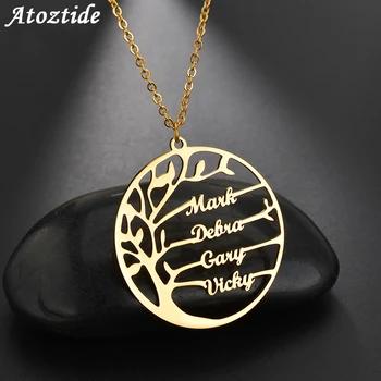 

Atoztide 2020 NewCustom Tree of Life 1-6 Names Necklace Stainless Steel Birthday Necklaces Festival Gift for Women