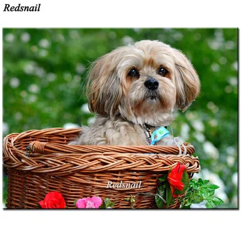 

diy Diamond Embroidery dog Lhasa Apso Full display Mosaic Picture Of Rhinestones paint Diamond Painting Cross Stitch pet YY2212