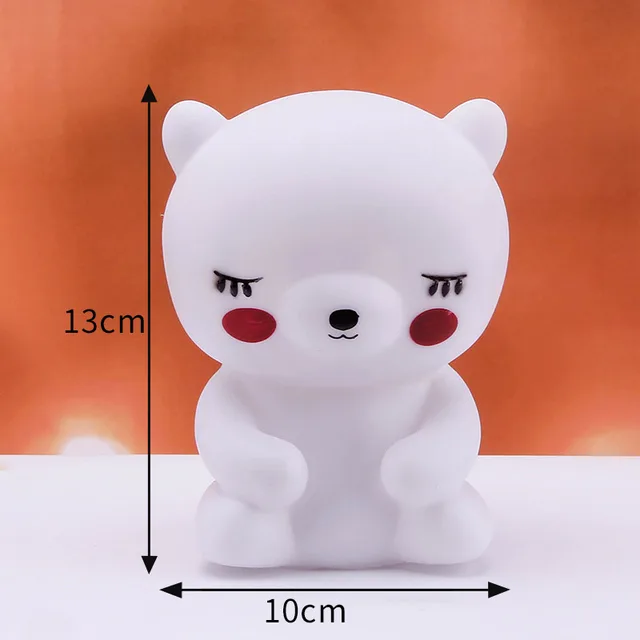 Baby Night Light LED Cartoon Lamp Stars White Clouds Ice cream Mood Lights Children Kids Gift Glow Toy Bedroom Decor Night Lamps White bear