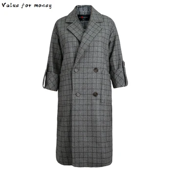 

Autumn Spring Wool Coat Women Clothes 2020 Korean Vintage Jacket Outwear Loose Long Coat Female Coats Abrigo Mujer ZT2349