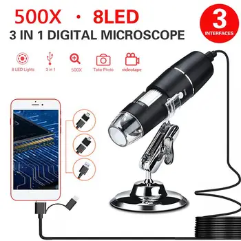 

Digital Microscope Hand Held Endoscope 500X 0.3 mp Mobile Phones Ear Cleaning Tool Photos 8LED ABS Durable Practical Endoscope