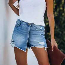 

40%HOTWomen Shorts Solid Color Sexy Cotton Blend Broken Hole Leisure Shorts for Beach