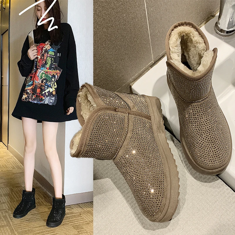 

Warm winter boots ladies snow boots winter shoes ankle boots ladies shoes winter women's boots 2019 sequins fashion wild boots