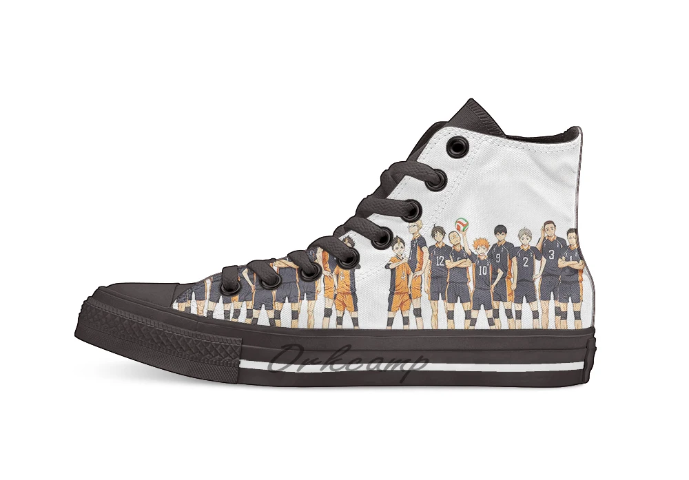 Кошмарным! Школьной волейбольной команды(Karasuno дышащая Повседневное с высоким берцем на шнуровке; Холщовая Обувь Кеды Перевозка груза падения