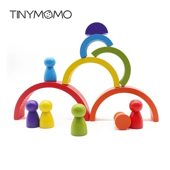 

Children's Wooden Rainbow Blocks Toy Creative Rainbow Stacked Balance Blocks Baby Toys Montessori Educational Toys For Children
