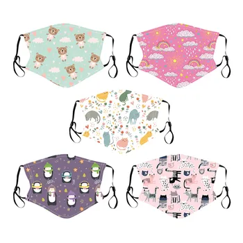 

5pc Reusable And Adjustable Lanyard Masks For Kids Fashion Mascarillas Children Outdoor Cotton Mouth Masks Protection Face Masks