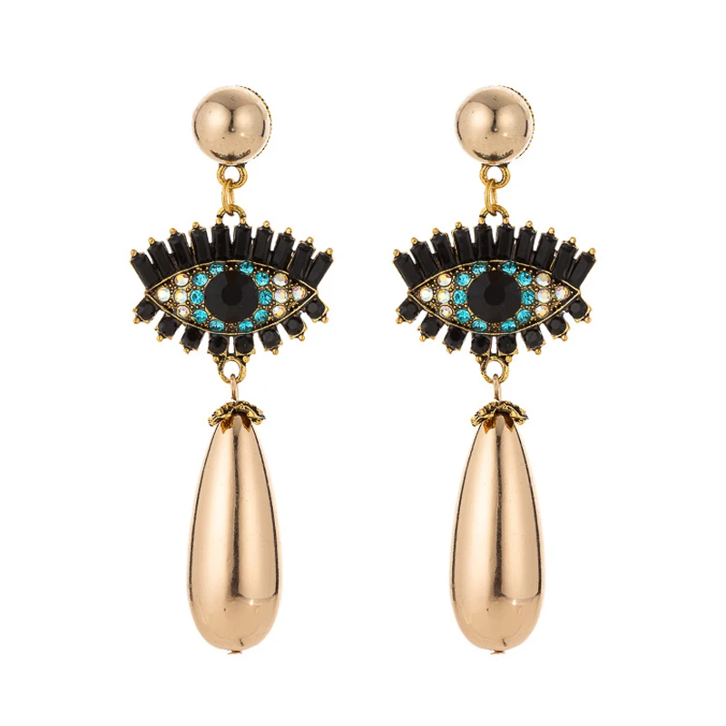 Dangle earrings drop earrings long earrings crystal tassel earrings Rhinestone Evil Eye Statement Tassel Dangle Earrings for Women