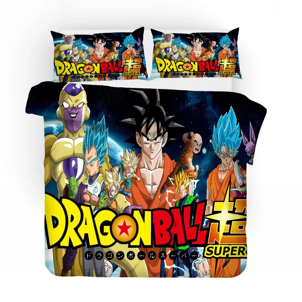 Мультфильм Dragon Ball 3D комплект из одеяла с принтом для мальчика, Комплект постельного белья queen King домашнее пуховое одеяло крышка наволочками, Комплект постельного белья для очень больших и постельное белье с аниме комплект 2/3 предмета в комплекте