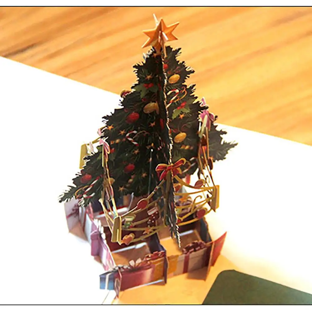 Складные Рождественские елки имя полые поздравительные открытки