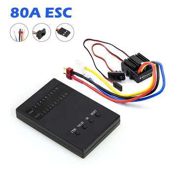 

80A ESC Electronic Speed Controller Waterproof Electronic Speed Controller With Programing Box LED BEC For RC 1/10th Cars Buggie