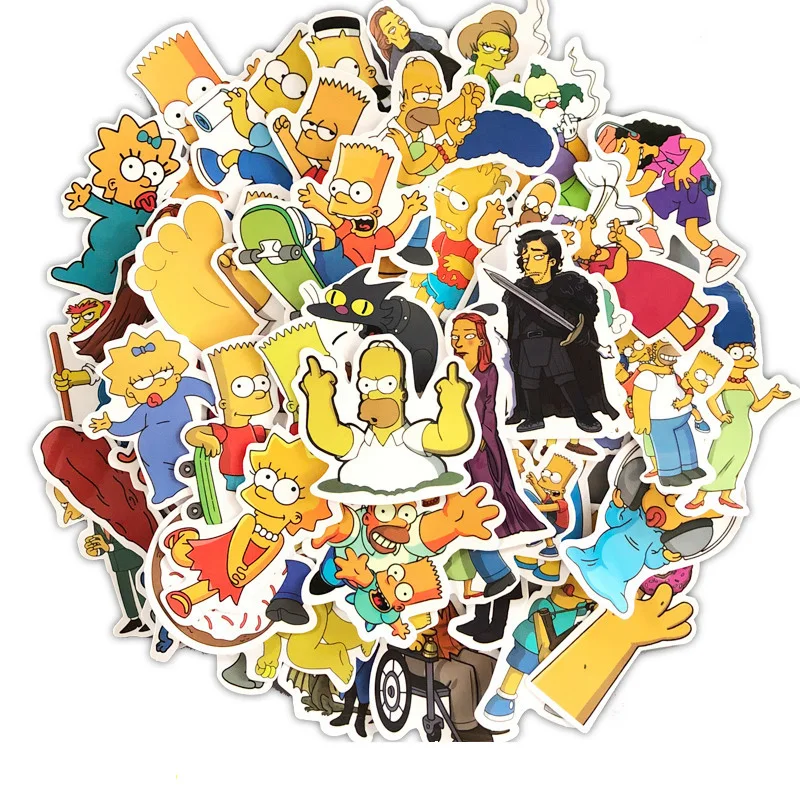 

50pcs Simpsons Sticker Cartoon Mixed Vinyl Stickers Computer Car Skateboard Motorcycle Bicycle Luggage Guitar Decal Kids Sticker