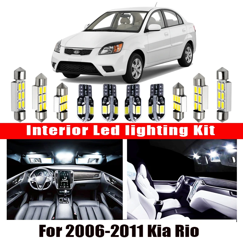 Для 2006 2011 Kia Rio белые автомобильные аксессуары Canbus без ошибок светодиодный
