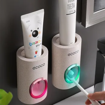 

Automatic Toothpaste Dispenser Dust-proof Toothbrush Holder Wall Mount Stand Bathroom Accessories Set Toothpaste Squeezers Tooth