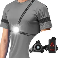 Lumières LED de Sport de nuit en plein air, lumière d'avertissement de cyclisme, lampe de poitrine, imperméable, accessoires de vélo, marche, Jogging