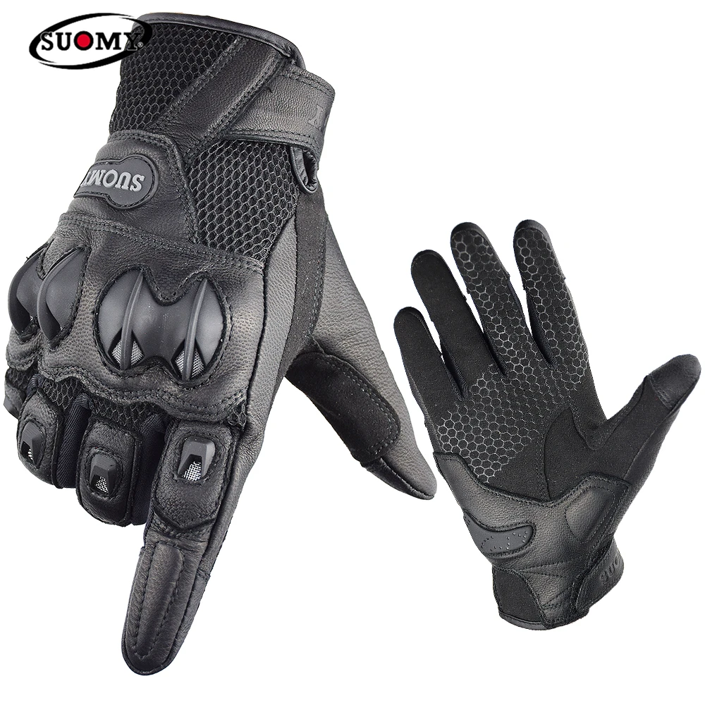Motorcycle Motorbike Real Leather Gloves Knuckle Protection Touch Screen S-XXL 