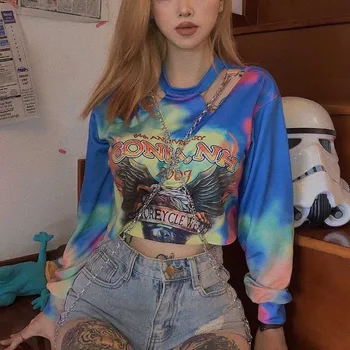 

NiceMix Female Autumn T-Shirt Hip Hop Streetwear Grunge Aesthetic Fashion Print Breathable Stranger Things Tee Shirt Femme