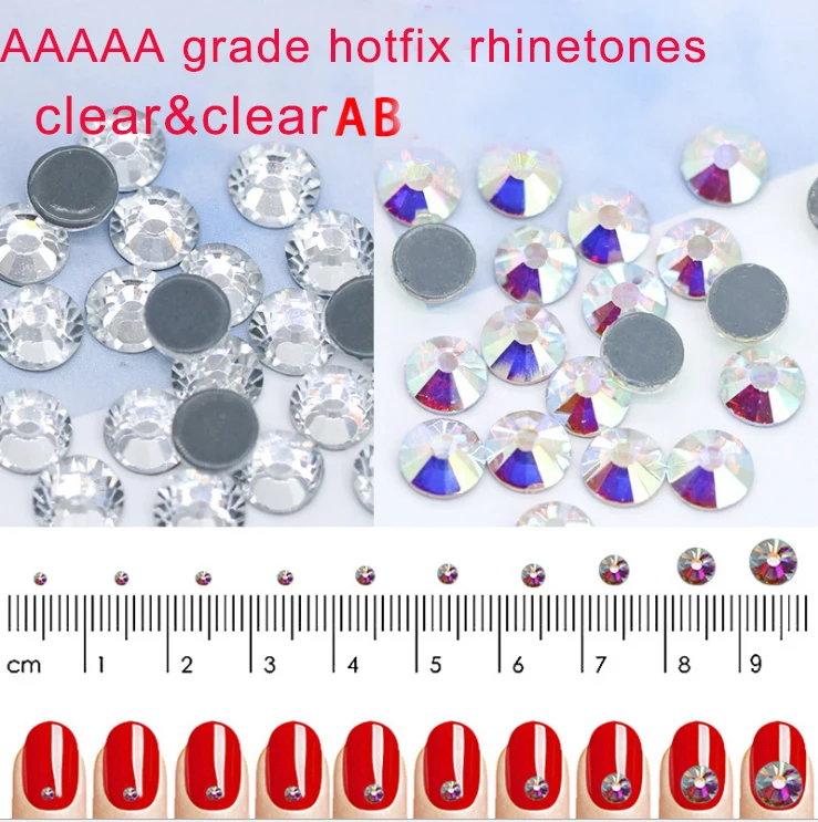 

wholesale 5A Quality ss3-ss50 Hot fix AB crystal Nail Art Rhinestones Flatback Iron On Hotfix Glitter glass stone clothes crafts