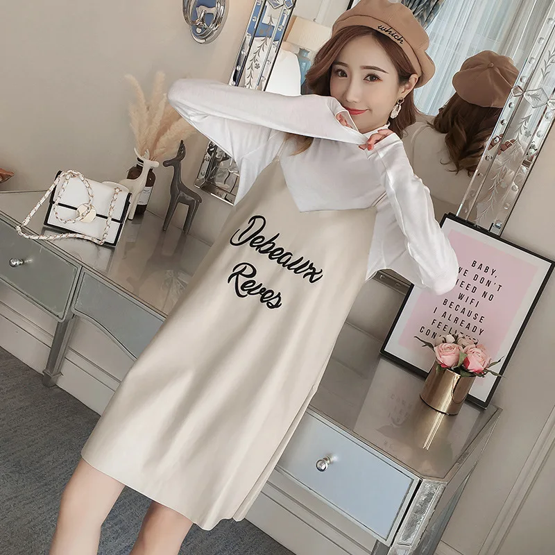

Maternity Clothes Autumn Clothing Set 2018 New Style Korean-style Autumn Autumn Mid-length Long-sleeved Upper Garment Loose-Fit